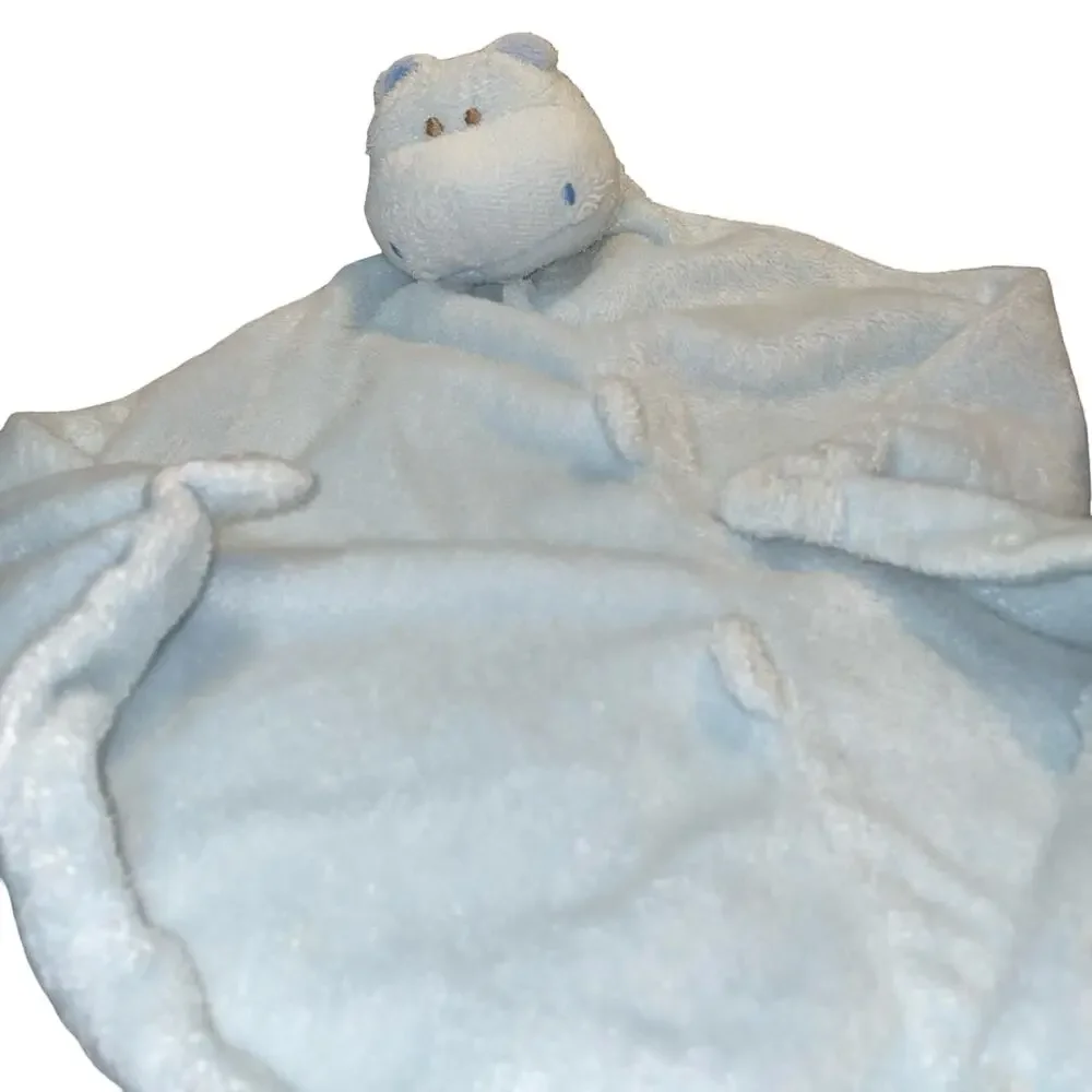 Angel Dear Blue Hippo Baby Lovey Security Blanket Soft Plush Blankie Nursery